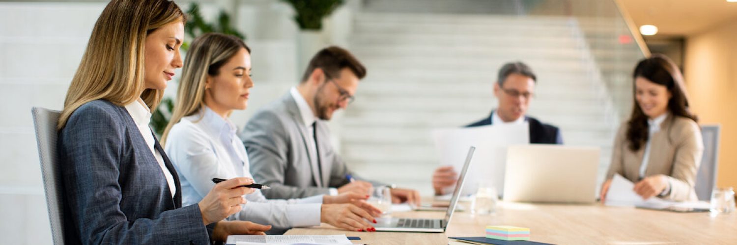 Young startup team working in the modern office