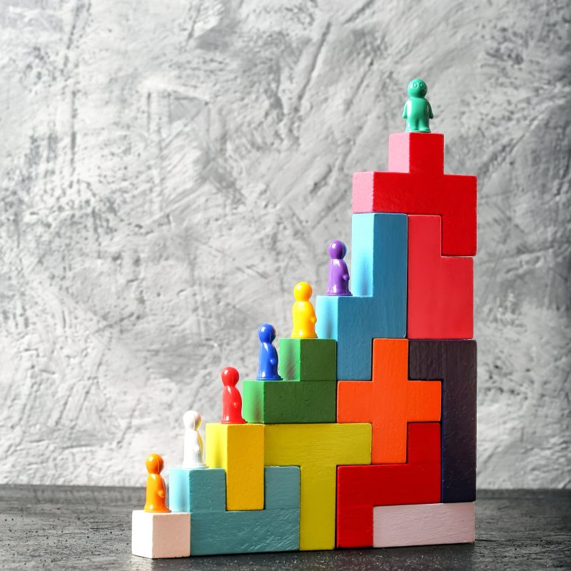 Career ladder with people